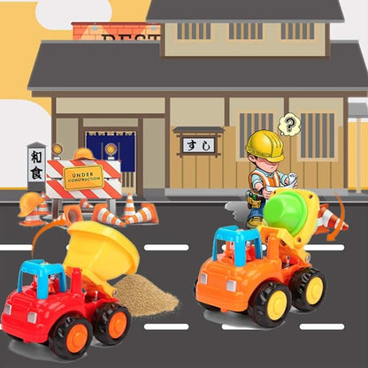 Friction Powered Cars Push and Go Trucks Construction Vehicles Toys