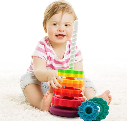 (1 PCS) Spinning Stacking Toys,Spin Toys ABS Plastic and Color Rainbow Design