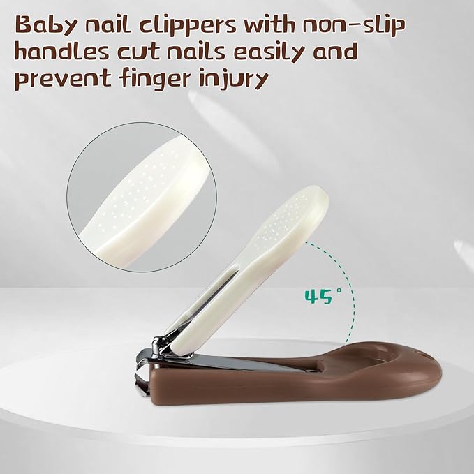 Baby Nail Kit, Baby Manicure Kit and Pedicure Kit with Cute Bear Shape Case, 4-in-1 Kit with Baby Nail Clipper, Scissor, Nail File & Tweezer for Newborn, Infant, Toddler, Mothers Day Gifts(Brown)