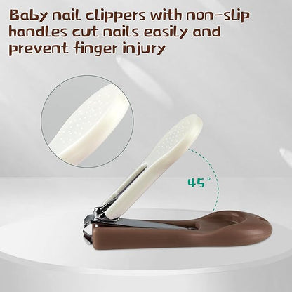 Baby Nail Kit, Baby Manicure Kit and Pedicure Kit with Cute Bear Shape Case, 4-in-1 Kit with Baby Nail Clipper, Scissor, Nail File & Tweezer for Newborn, Infant, Toddler, Mothers Day Gifts(Brown)