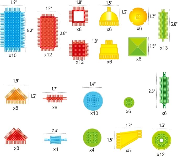 teytoy My First Baby Building Toys, 150pcs Bristle Shape 3D Building Blocks Toy Set 4-8 Years