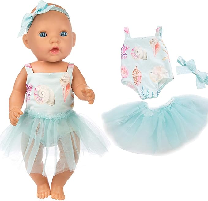Ecore Fun 5 Sets 14-18 Inch Baby Doll Clothes Dresses Outfits Pjs for 43cm New Born Baby Dolls, 15 Inch Baby Doll 18 Inch