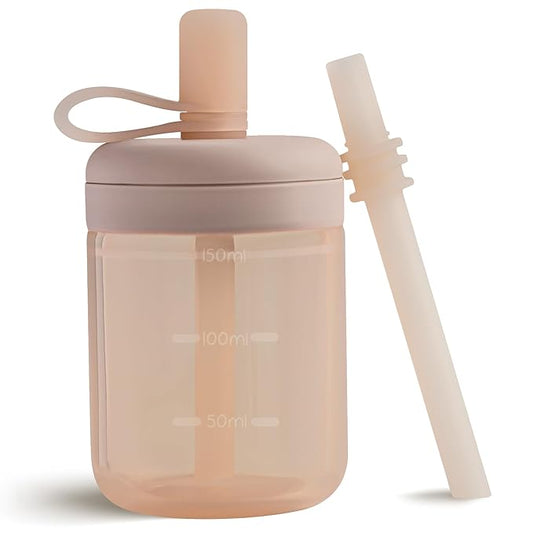 Moonkie Baby Straw cup | Silicone Toddler Sippy Cup Training Cup with Straw Lid | BPA-Free Drop-Proof Baby Cup | Baby Led Weaning | 6 Months+, 5 oz, 1pack