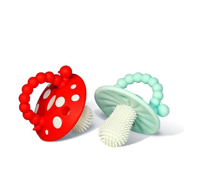 RaZbaby Chompy Teether for Infant & Baby 3M+ Teether Toy with Massaging Bristles for Teething Relief Pacifier - Soothes Sore Gums