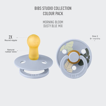 BIBS Pacifiers - Colour Studio 2 Pack | Round Nipple Baby Pacifier 0+ Months