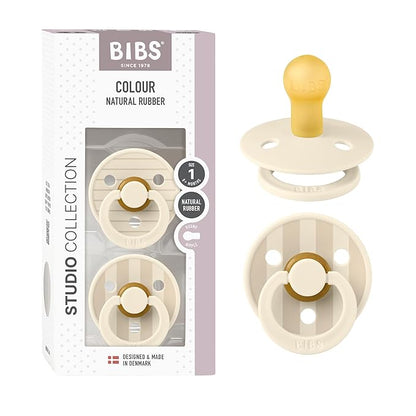 BIBS Pacifiers - Colour Studio 2 Pack | Round Nipple Baby Pacifier 0+ Months