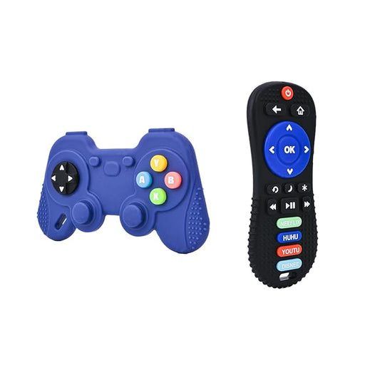 2 Pack Remote&Game Controller with Box, Silicone Teether Toys 6-12 Months 0-6 Months,