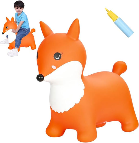 INPANY Fox Bouncy Hopper Toys for 2 Year Old Girl, Toddlers Inflatable Animal Hopping Horse 3 4