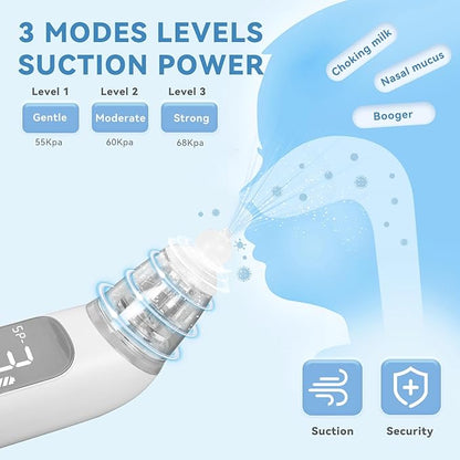 Electric Nasal Aspirator, Baby Nose Sucker 3 Silicone 3 Suction