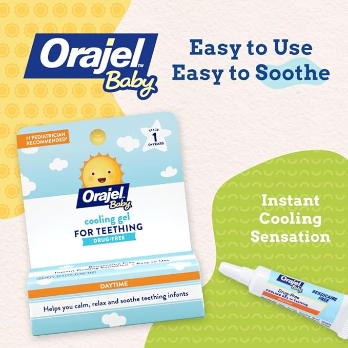 Orajel Baby Daytime Cooling Gel for Teething, Drug-Free #1 Pediatrician .33oz Tube