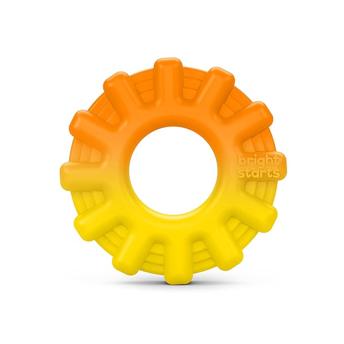 Bright Starts Chance of Smiles Silicone Teether 2-Pk, Easy-Grasp Sun and Rainbow 3 Months+