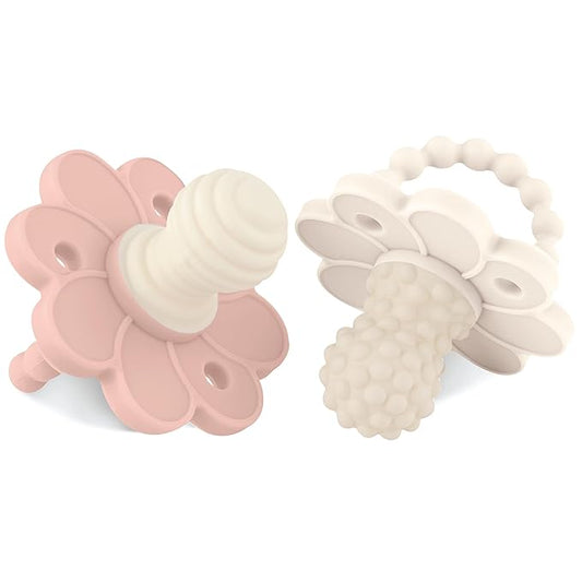 Soothipop Silicone Pacifier Teething Toys for Babies 0-6 Months 12, 18 Months - (2 Pack) Pacifier Shaped Baby Teether