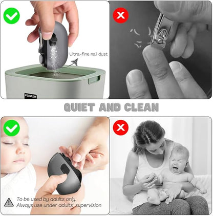 Electric Nail Clipper for Babies, Adults and Seniors, Baby Nail Clippers with Light and Built-in Nail Storage, Safe Electric Baby Nail Trimmer, Baby Nail Buffer, Automatic Electric Nail File