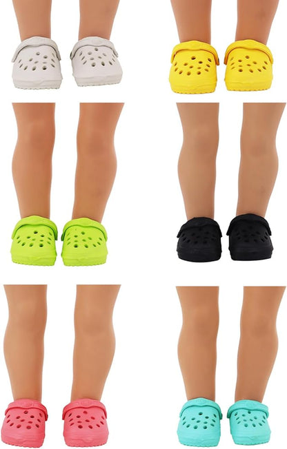 6 Pairs of Doll’s Classic Clogs, Baby Doll Accessories 18 Inch Doll Shoes 6 Colors Doll for 18 Inch Dolls 18 Inch