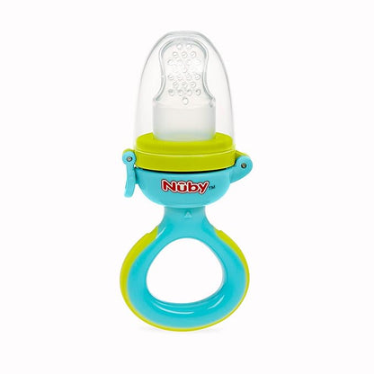 Nuby Baby’s First Food Dispenser with Hygienic Cover | Baby’s First Soft Foods and Teething | 2 Pack: Aqua & Blue or Pink & Aqua | Twist n' Feed | Promotes Self Feeding |10+ Months