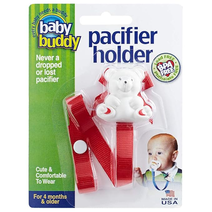 Baby Buddy Pacifier Clip Holder, Newborn Essential with Universal Fit for all Binky and Teether Brands 4+ Months, 1 Pack