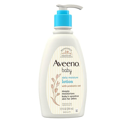 Aveeno Baby Daily Moisture Body Lotion for Delicate Skin, Natural Colloidal Oatmeal & Dimethicone 12 fl.