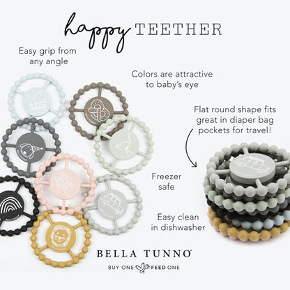 Bella Tunno Happy Teether ??Soft & Easy Grip Baby Teether Toy, Silicone Teether Ring to Help Soothe Gums