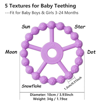3 Pack Ring Teether, Silicone Teething Ring Toys for Babies 0-6 Months 6-12 Months 12-24 Months,