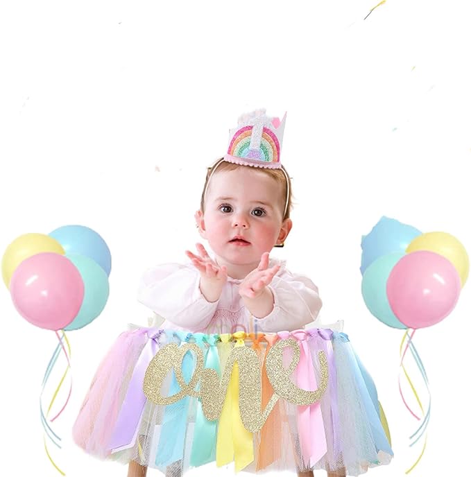 One Birthday High Chair Banner, 1st Birthday Banner Party Decoration for Baby One Birthday Baby Shower Photo Backdrop