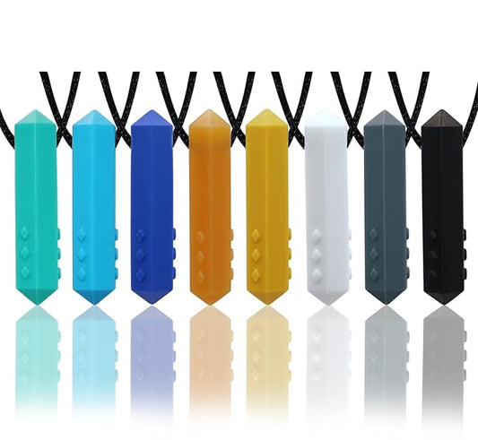 Chewy Necklace Sensory Boys and Girls, 8 Pack Sensory Chew Necklaces for Kids with Autism