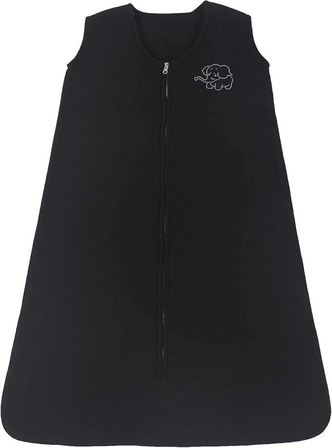 Belsden Micro-Fleece Baby Wearable Blanket 12-18M, Ultra Soft Cozy Safe Baby Sleep Bag and Sack Tog 1, Fit Infants Baby Boys Girls, Black, Large