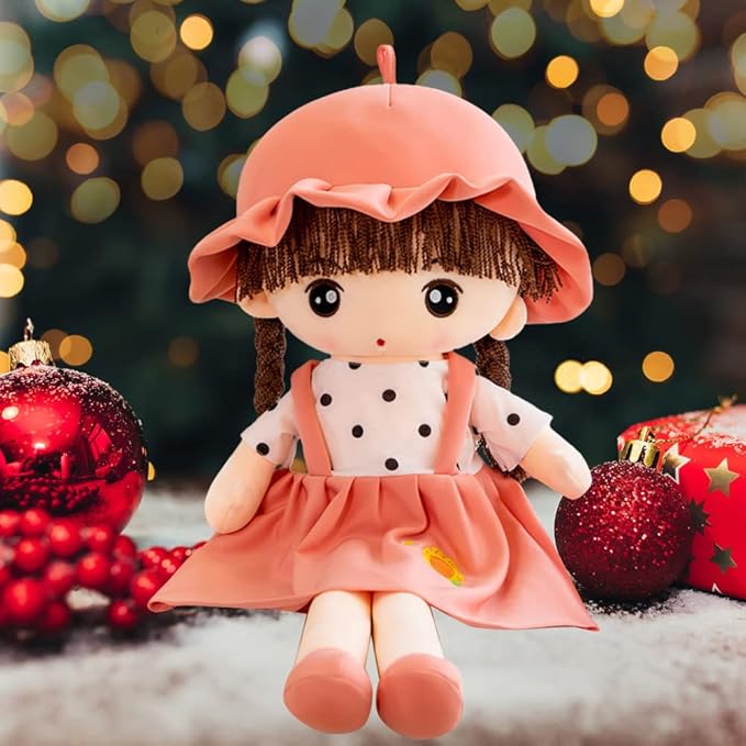 Plush Baby Doll Girl with Clothes, 17.7 Sweetheart Rag Doll Cozy Cuddle Soft Baby Doll for Kids Babies