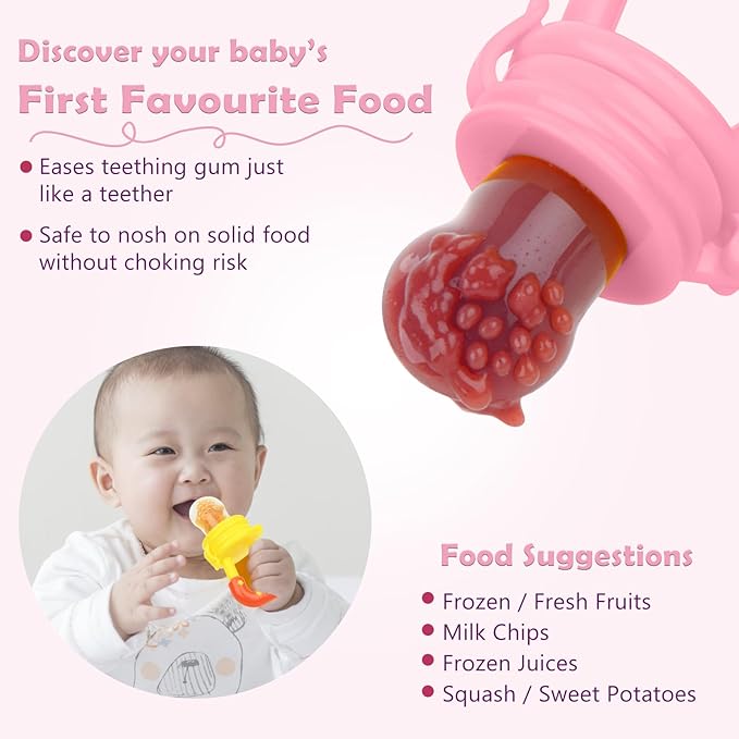 WAJIAYON Baby Fruit Feeder/Food Feeder Pacifier (3 Pack)- Infant Teething Toys | Fruit Pacifier Feeder