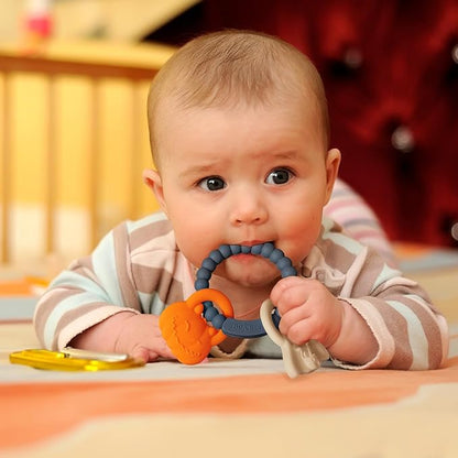 Silicone Teething Ring Toy, Halloween Baby Teether Toys with Rattles Pumpkin and Ghost 3-6-12 Months