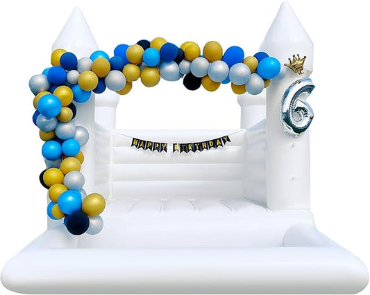 OZIS White Bounce House Castle with Ball Pit for Kids, 13x10x10FT Inflatable White Bounce House with Blower
