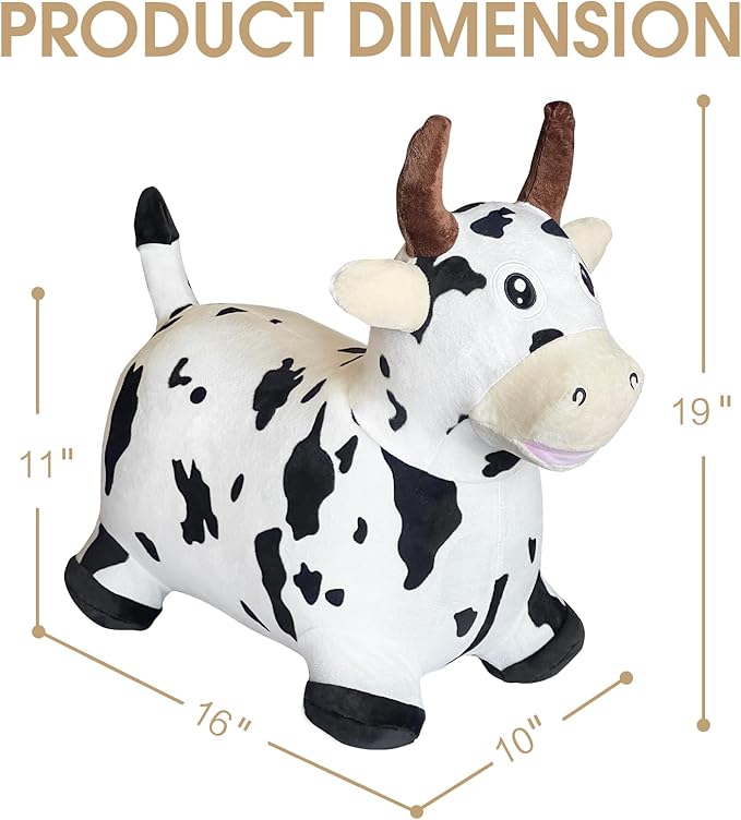 HotMax Bouncy Cow Hopping Toy, Inflatable Plush Bouncing Horse for Toddlers 18 Months 2 3 4 Year