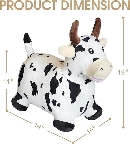 HotMax Bouncy Cow Hopping Toy, Inflatable Plush Bouncing Horse for Toddlers 18 Months 2 3 4 Year