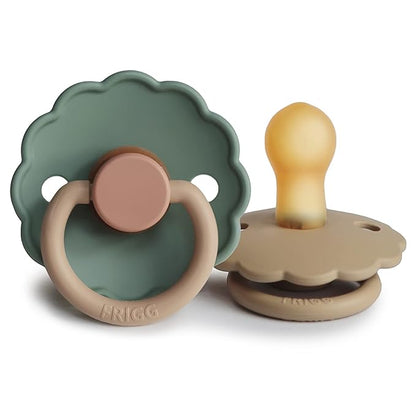 FRIGG Daisy Natural Rubber Baby Pacifier | Made in Denmark 0-6 Months) 2-Pack