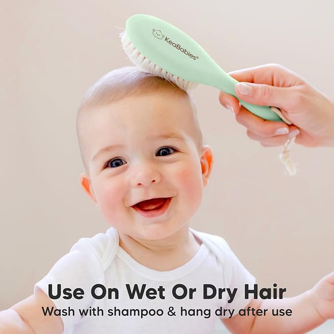 KeaBabies Baby Hair Brush - Soft Goat Bristles, Cradle Cap Brush