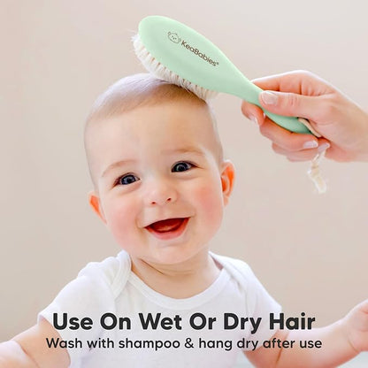 KeaBabies Baby Hair Brush - Soft Goat Bristles, Cradle Cap Brush