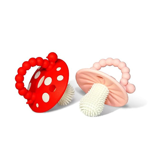 RaZbaby Chompy Teether for Infant & Baby 3M+ Teether Toy with Massaging Bristles for Teething Relief Pacifier - Soothes Sore Gums