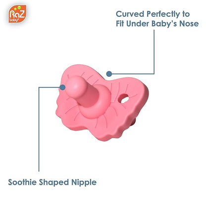 RaZbaby RaZzies Pacifier 6-Pack for Newborns &Infants 0m+ - Natural Nipple Shaped BPA Free Medical Grade Silicone 1 Piece