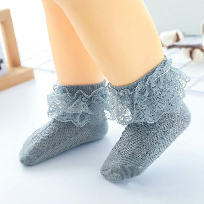 QandSweet Baby Girls' Eyelet Flower Socks Ankle Sock for Newborn
