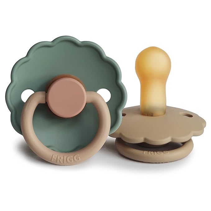 FRIGG Daisy Natural Rubber Baby Pacifier | Made in Denmark 6-18 Months) 2-Pack
