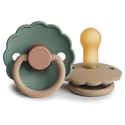 FRIGG Daisy Natural Rubber Baby Pacifier | Made in Denmark 6-18 Months) 2-Pack