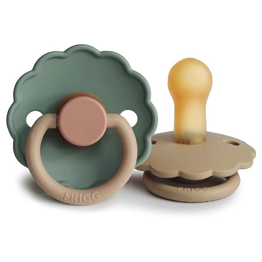 FRIGG Daisy Natural Rubber Baby Pacifier | Made in Denmark 6-18 Months) 2-Pack