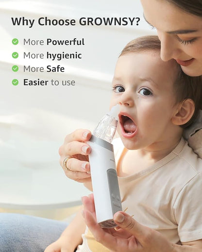 GROWNSY Nasal Aspirator for Baby, Baby Nose Sucker Pro with 3 Soft Silicone Tips