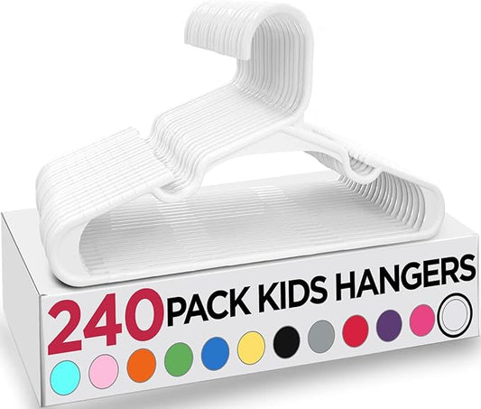 Utopia Home 240 Pack Kids Hangers - 11.5 Inch Plastic Baby Hangers for Closet - Childrens Hangers for Clothes & Infant Hangers for Closet - Ideal for Everyday Standard Use (White)