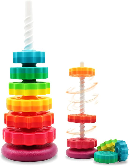 (1 PCS) Spinning Stacking Toys,Spin Toys ABS Plastic and Color Rainbow Design