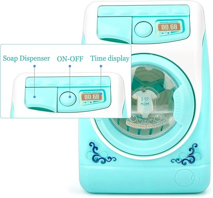 deAO Washing Machine Toy for Kids Dollhouse Furniture Pretend Play