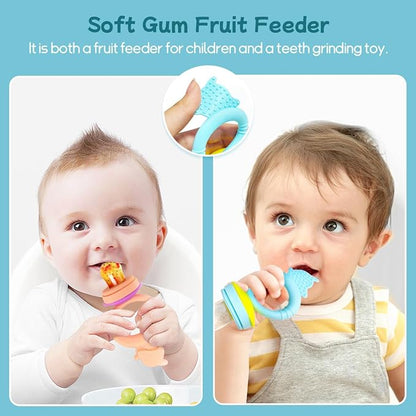 Baby Solids/Frozen Fruit Feeder Pacifier, Infant Teether Toy 4M+ 2-Pack (Dolphin
