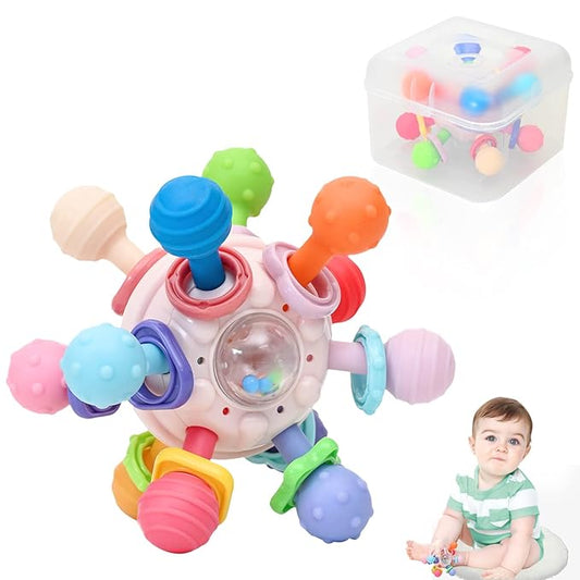 Baby Sensory Teething Toy for Babies, Montessori Teethers Toys for Babies 0-6-12 Months