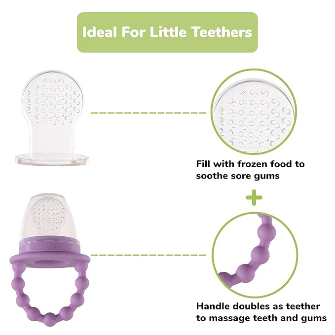 WeeSprout Silicone Baby Food Feeders + Freezer Tray for Batch Prep, Set of 2 2 Extra