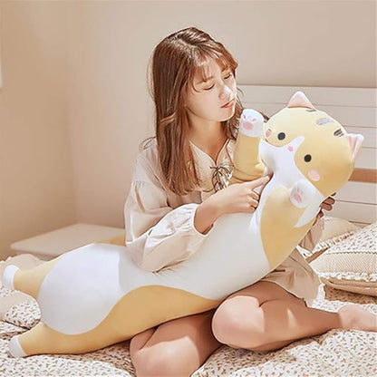 shangman Lovely Plush Cat Doll Cute Cartoon Soft Stuffed Kitten (Brown,150cm/59in)