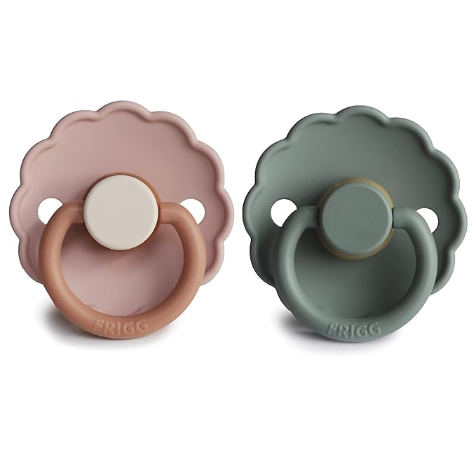 FRIGG Daisy Natural Rubber Baby Pacifier | Made in Denmark 6-18 Months) 2-Pack